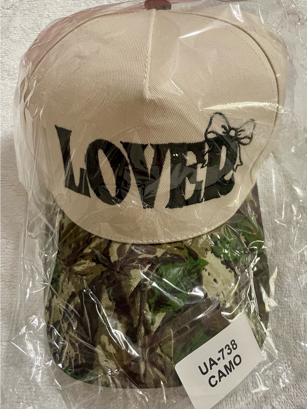 LOVER Graphic Cap with Camo Brim
